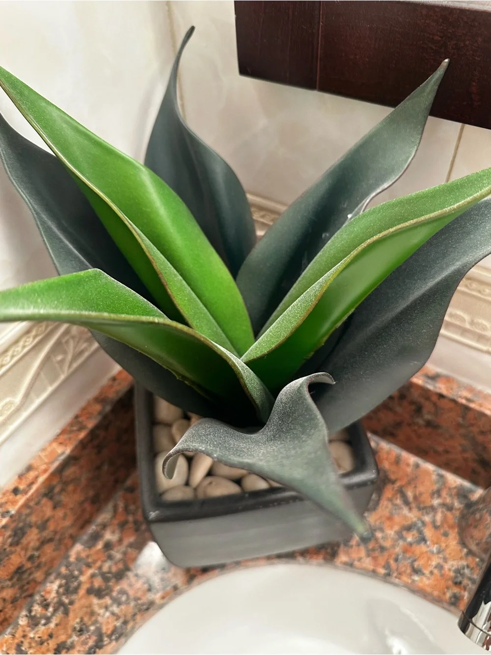 12” Agave Succulent Artificial Plant Home Decor In Black Square Planter